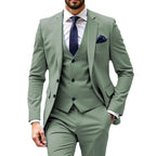 Luxury Customized Dress Suit for Men 3 Pieces Blazer Vest and Pant Set Peak Lapel Formal Slim Fit Business Wedding Suit for Men