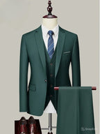 M-6XL ( Jacket+Vest+Pants ) Brand Solid Color Formal Office Business Men's Suit Groom Wedding Dress Party Male Casual Suits