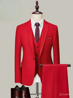 M-6XL ( Jacket+Vest+Pants ) Brand Solid Color Formal Office Business Men's Suit Groom Wedding Dress Party Male Casual Suits